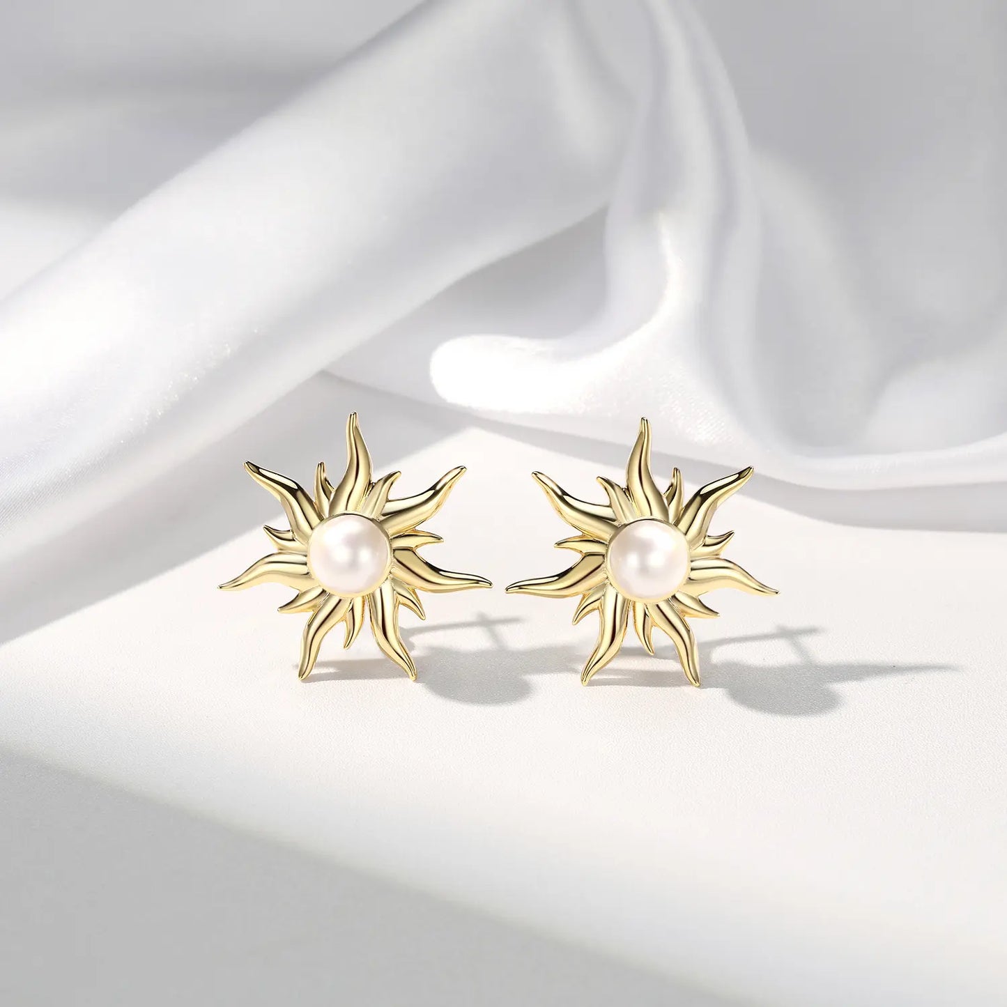 Lux! Sun Silver Stud Freshwater Pearl Earrings 925 Sterling Silver Jewelry